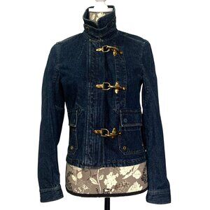 VTG LAUREN JEANS CO Denim Blue Fireman Clasp Jacket Womens SZ XS Coat 90s EUC